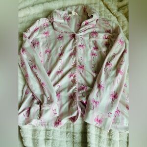 Laura Ashley Pink Striped Bow-Print Top